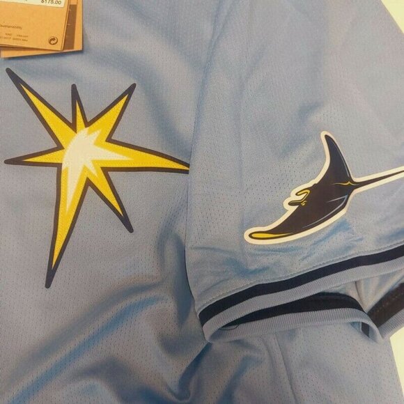 Nike Tampa Bay Devil Rays Full Button Jersey Mens Size L Wander Franco #5 Blue - Picture 5 of 9